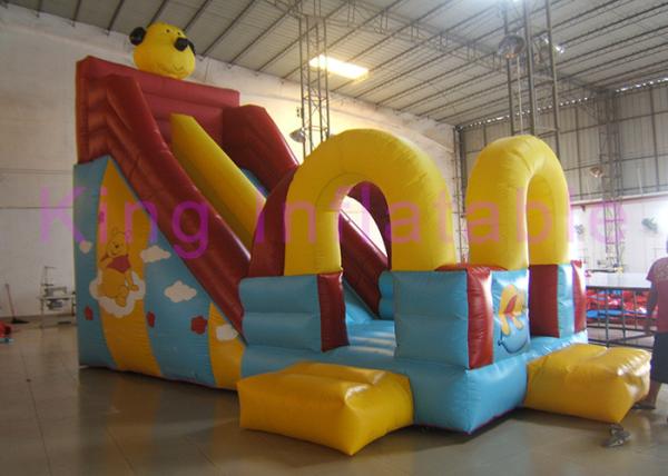 Red / Yellow / Blue One Broad Blow Up Dry Slide Waterproof PVC Winnie The Pooh
