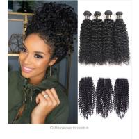 Buy cheap Black Color Malaysian Curly Hair Bundles With Closure 100 Grams / Piece product