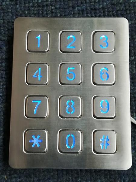 Buy cheap 3X4 vandal resistance stainless steel back lighted numeriic keypad from wholesalers