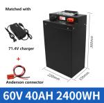 Rechargeable 60V 40Ah Lithium Battery Pack For Motorcycle Rickshaw Tuk Tuk Green