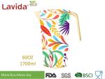 Outdoor Indoor Bamboo Water Jug Melamine Beverage Pitcher Unbreakable With