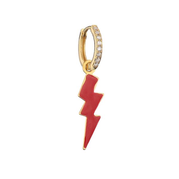 Buy cheap CZ Lightning Bolt Hoop Earrings OEM Classic Gold Plated Enamel Earring from wholesalers