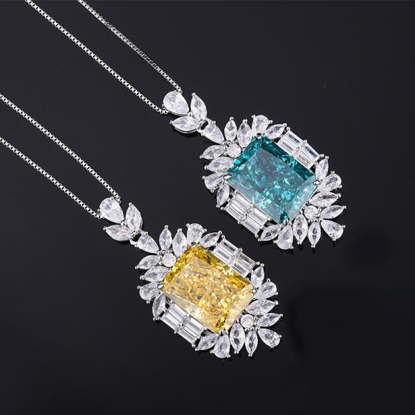 925 Sterling Silver CZ Jewelry Radiant Cut Created Yellow Diamond Blue Topaz