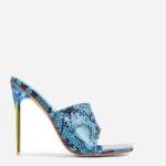 Janbal 10cm Women'S High Heel Slippers Faux Snake Print Open Toe