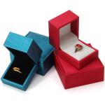 Custom Logo Printed Ring Box Hanhong 2022 Black Lining PU Leather Jewelry