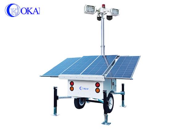 Buy cheap OKAF Construction Site Surveillance Light Tower 4G 5G Mobile CCTV Trailer Solar Security Camera Tower from wholesalers