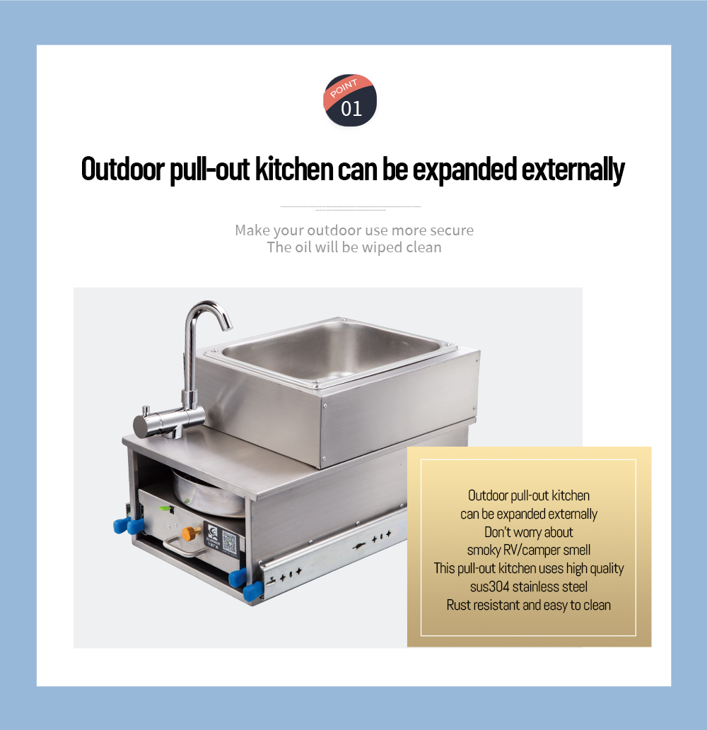 JP Portable stainless steel pull out gas stove for outdoor kitchen