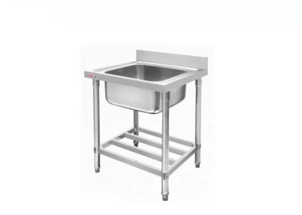 One Bowl Stainless Steel Preparation Table Kitchen Work Heavy Duty Wheel 450*450