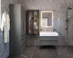 Contemporary Gray Finish Stainless Steel Bathroom Vanity Cabinet With Multiple