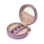 11cm 5cm Leather Zip Jewelry Case Round Mirrored Jewelry Box