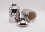 Electroplated Silver Plating Ceramic Pet Treat Jar , Airtight Food Canisters
