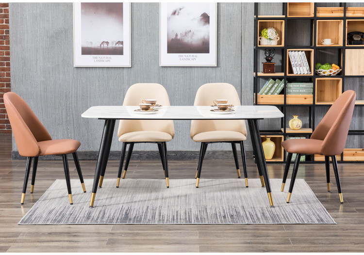 Senmeiyuan luxury High Back Leather Dining Room Chairs With Metal Legs customized