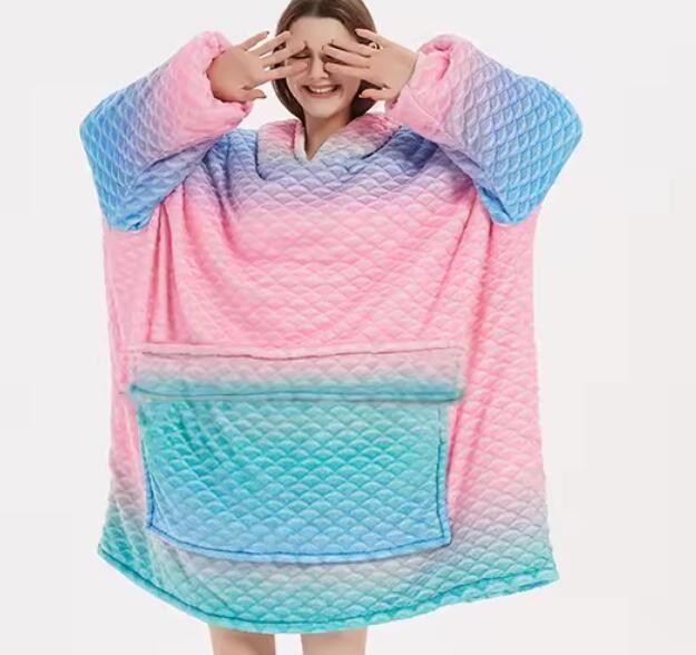 Custom Print Wearable Oversized Hooded Blankets Luxury Colorful