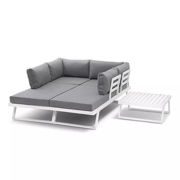 Aluminum Frame Patio Set AJUNION Modern Outdoor Furniture Daybed Sectional