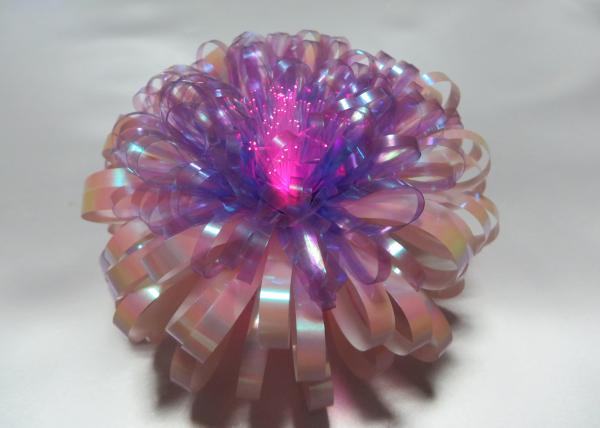 Buy cheap Iridescent film Optical Fiber LED Ribbon Bow , 3.75" Lighting LED Gift Bow from wholesalers