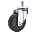 medium duty 4" rigid black rubber caster, soft rubber castor fixed