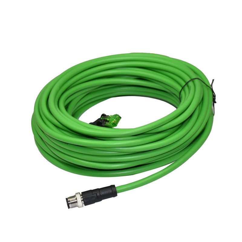 Waterproof M12 D-Coded Cirtular To RJ45 Ethernet Cable RJ45 Patch Cord With M12 Connector