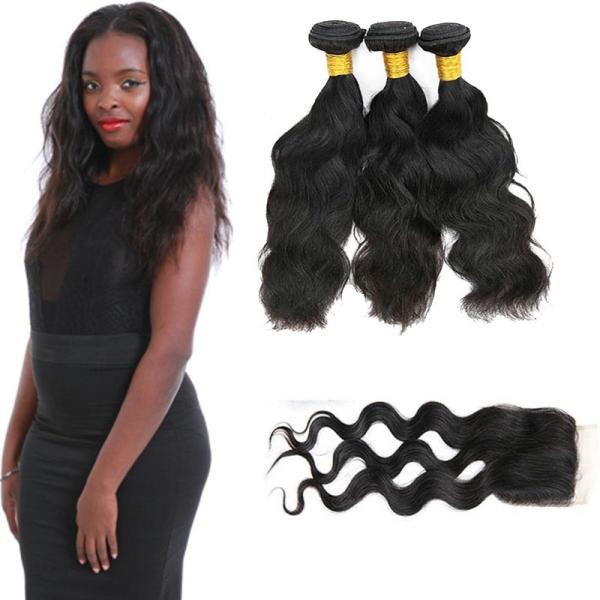 Buy cheap 20 Inch Malaysian Curly Hair Bundles With Closure Natural Wave CE Certification from wholesalers