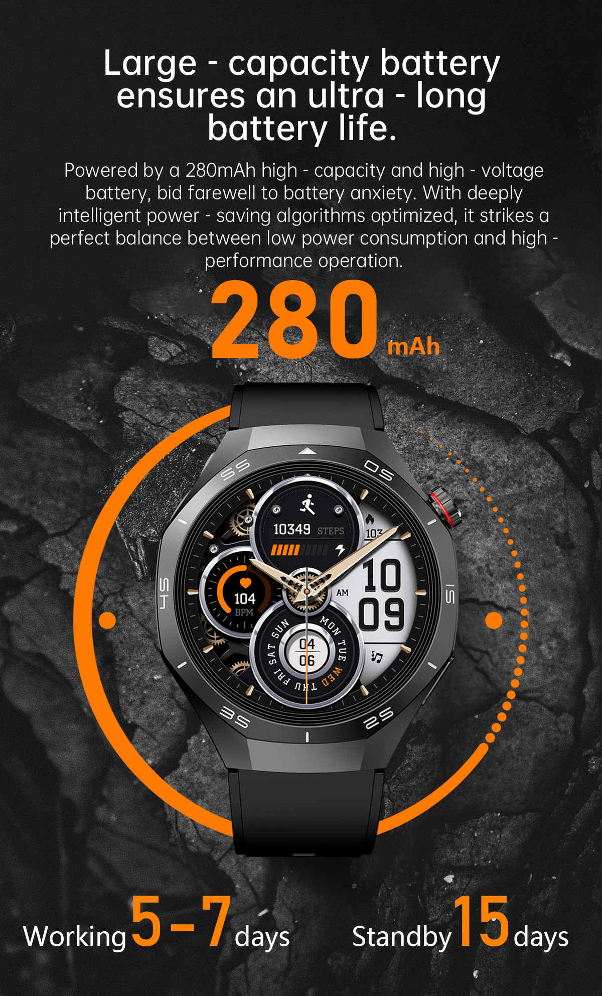 HW95 Smart Watch IP68 1.53inch Sport Watch for Men ECG PPG Fitness Tracker Heart Rate Wristband Round Smart Bracelet