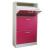 Buy cheap Rose Red Wooden Home Shoe Cabinet 3 Tier Flip Drawers With PVC Handle from wholesalers