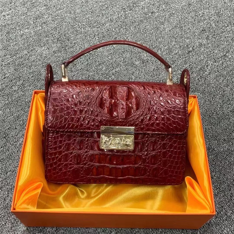 Fashion Lady Purse Genuine Exotic Crocodile Leather Women Flap Bag Authentic Real Alligator Skin Female Small Handbag