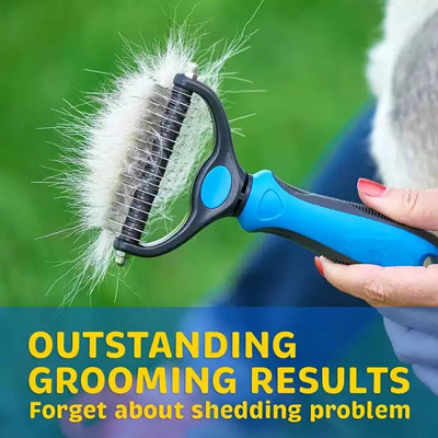 Cat Dog Pet Shedding Dematting Deshedding Comb Brush Long Handle Stainless Steel