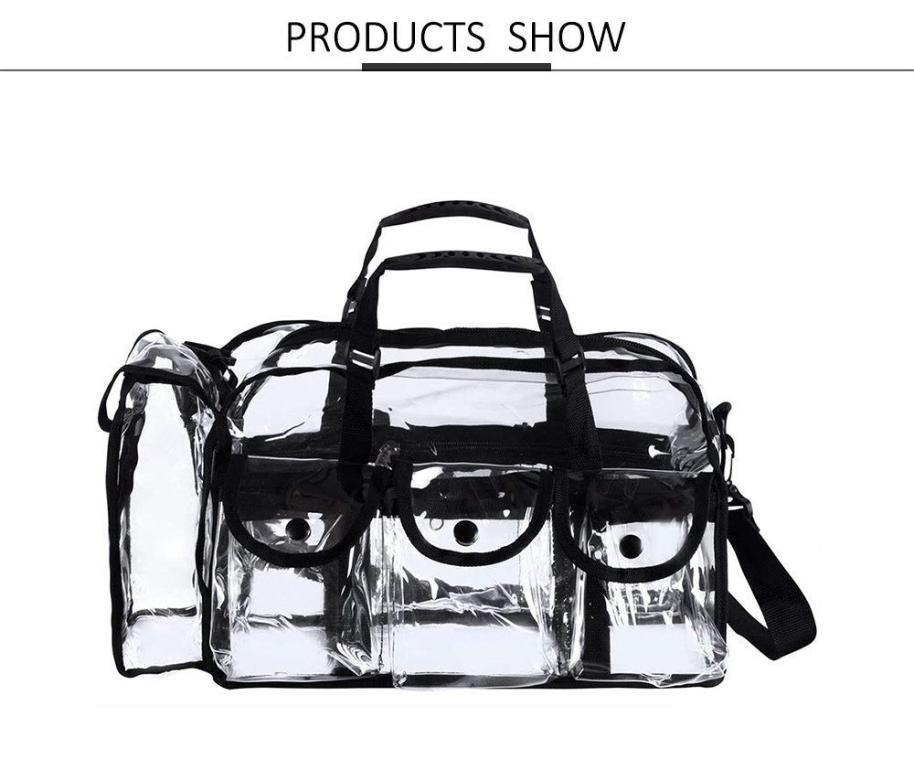 Adjustable Strap Clear 4 External Pockets Makeup Organizer PVC Toiletry Bag