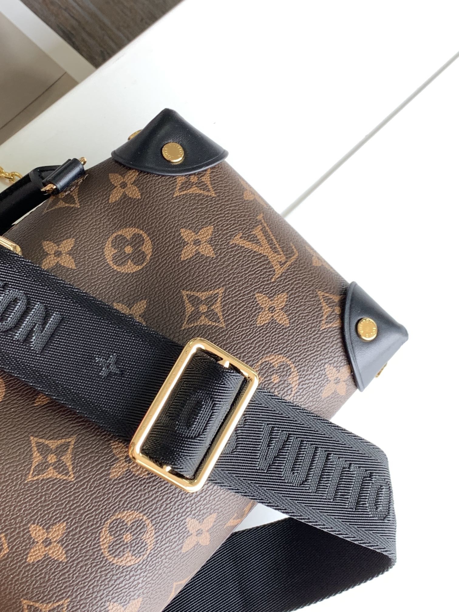 Louis Vuitton Custom Branded Bags Petite Malle Souple Empreinte Monogram Brown Black