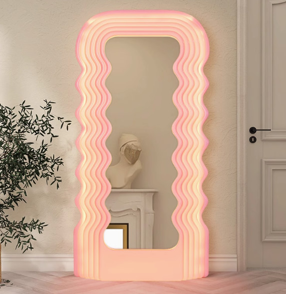 Same style ins style wave mirror Memphis floor lamp full body fitting mirror mirror atmosphere lamp