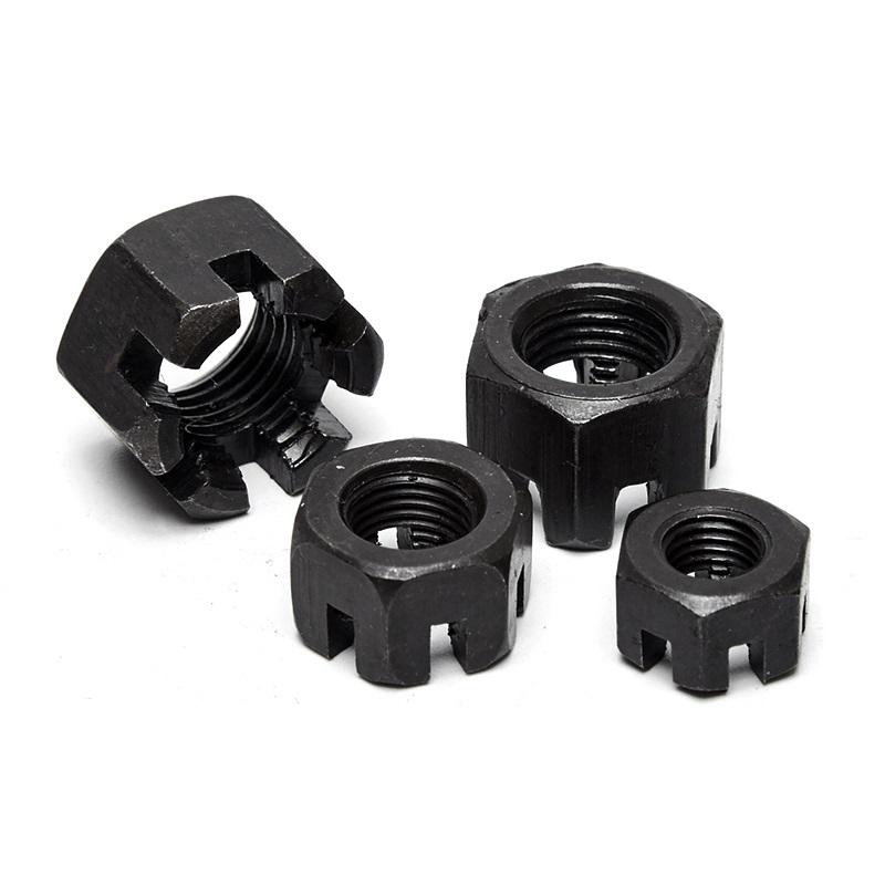 Precision Nonstandard Parts OEM Service Fine Toothed Slotted Nut Black Finish