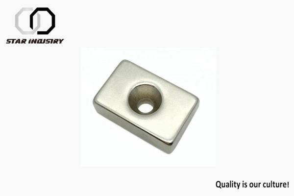 Buy cheap Permanent N52 NdFeB Magnet 30 X 10 X 5mm With Countersink Screw Hole from wholesalers