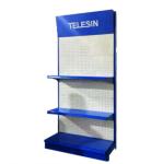 fully customized red colour logo gondola shelving cosmetic shops