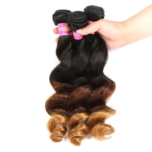 Buy cheap Peruvian Hair Loose Wave 3 Tone Ombre Hair Weave 1B / 4 / 27 Blonde Hair from wholesalers