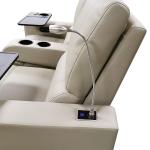Beige Real Leather Electric Powered Recliner Cinema Chair