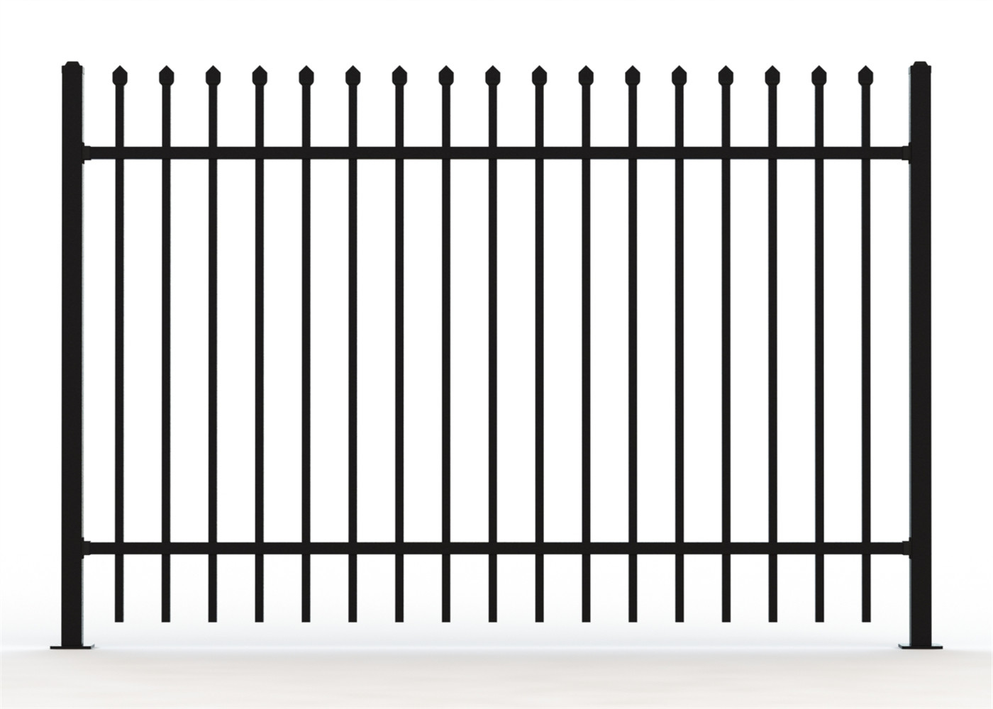 Pressed Picket Crimped Spear Top Garrison Fence Panels Stain Black Powder Coated 1.8mx2.35m