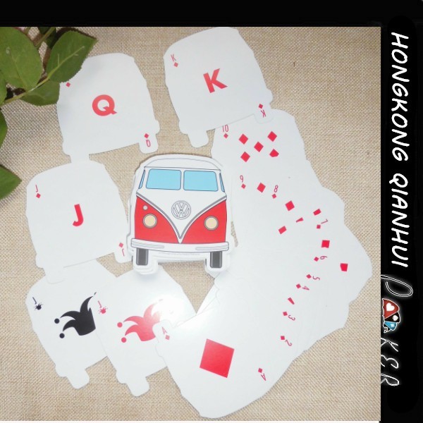 CUSTOMIZED IRREGULAR SHAPE PAPER PLAYING CARDS FOR VOLKSWAGEN PROMOTION