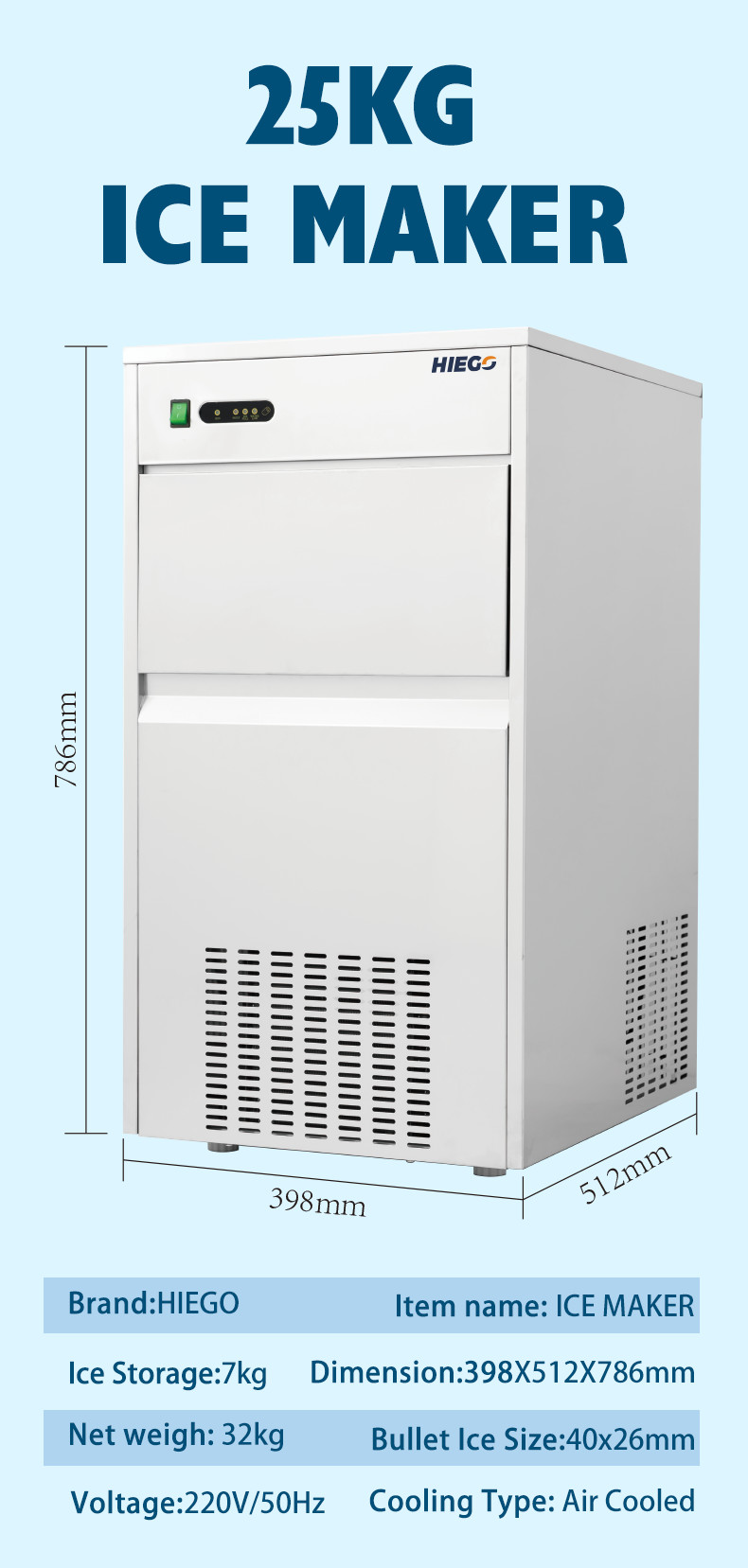 Outdoor Nugget Ice Machine Air Cooling For Bar 240w Bullet Shape Ice Maker