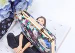Flowers painting printed surface pu metal frame rectangle shaped pu clutch bag