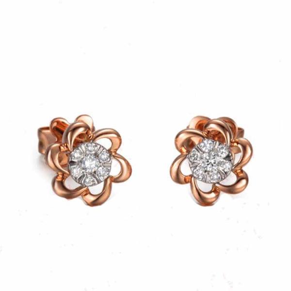 Buy cheap 18K Rose Gold Classic Sakura Daimonds Stud Earrings for Women Girl Gift (GDE011) from wholesalers
