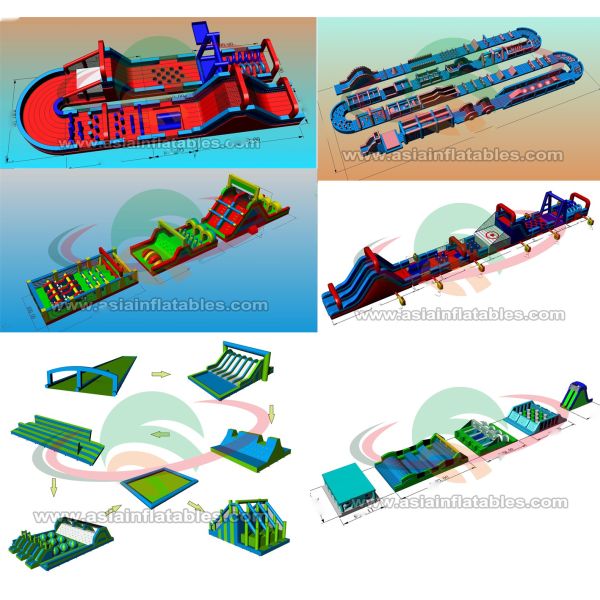 Factory OEM Obstacle Run World Biggest Inflatable Bouncy House side for Family