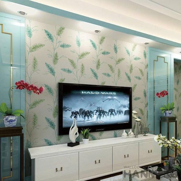 Buy cheap Natural Green Plants Pattern Suede Wallpaper Fashion Wallcovering Distributors from wholesalers