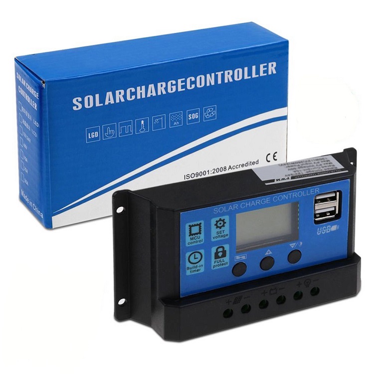 Auto PWM Solar Panel Controller 12v 24v 10a 20a 30Amp With LCD Display Dual USB