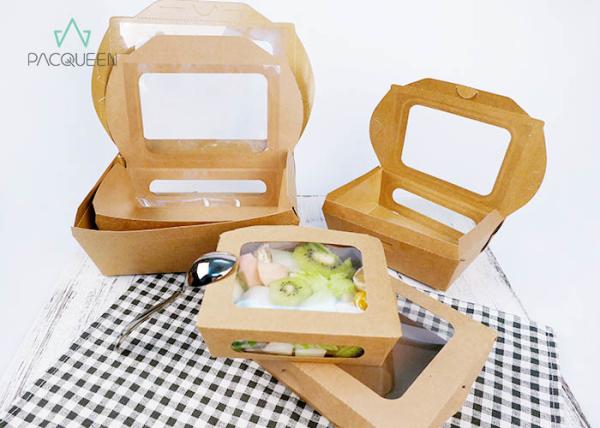 Buy cheap Deli / Street Food Kraft Paper Take Out Boxes , Windowed Disposable Salad Boxes from wholesalers