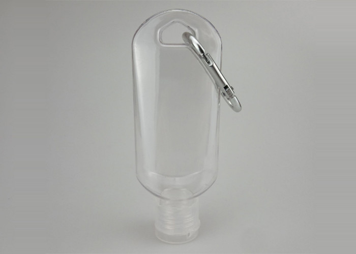 50ml PVC PETG Refillable Shampoo Bottles , Cosmetic Dispenser Bottle With Carabiner