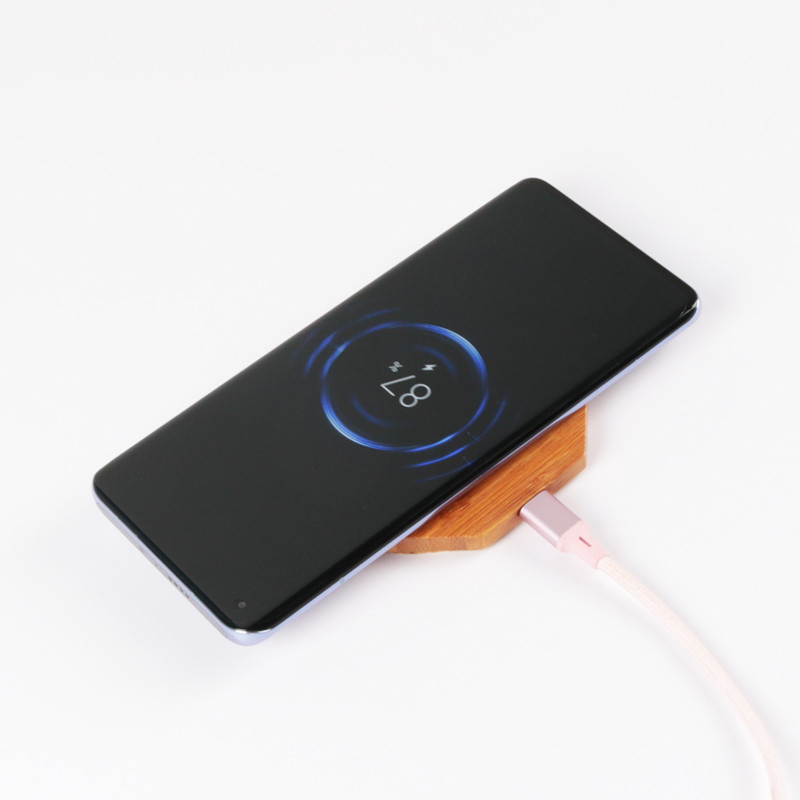 110KHZ - 205KHZ Multifunction Wireless Charger 8mm Sensing Bamboo Wooden Color