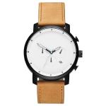 Tan leather strap 5atm water proof quartz stainless steel back watch