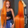 Buy cheap Ginger Orange Straight Lace Front Human Hair Wigs Pre Plucked for Women from wholesalers