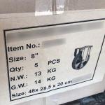 200mm Rigid Plate Silent Wheels Hight Capacity Aluminium PU Casters European