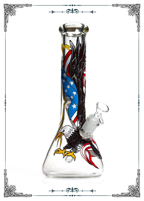 7MM Beaker Eagle Art On Glass Bongs With PHOENIX STAR LOGO