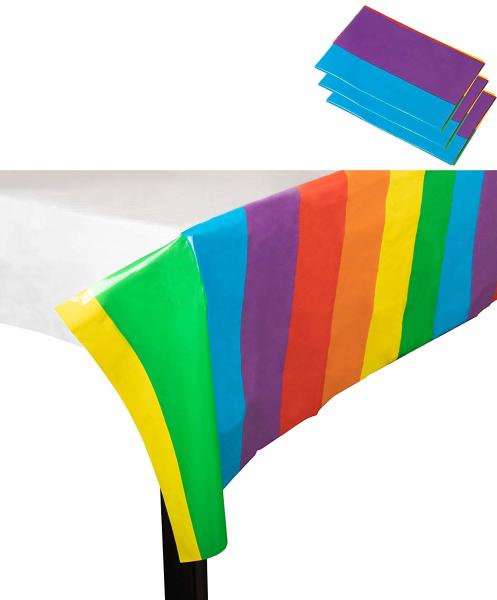 Buy cheap Waterproof Disposable Plastic Tablecloths Eco Friendly With Rainbow Pattern from wholesalers